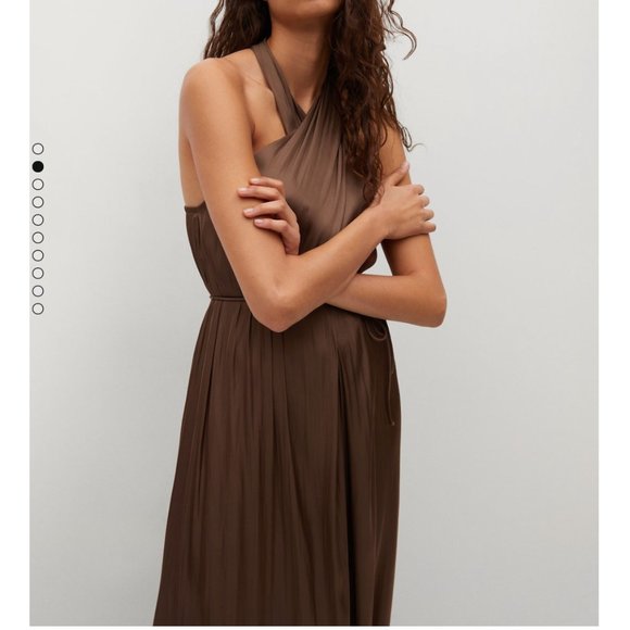 NWT Mango LIMITED EDITION silky look satin jumpsuit in brown - Picture 8 of 10